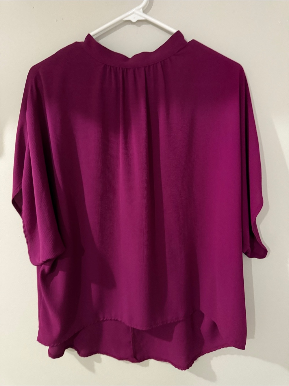 SHEIN Women's Deep Fuchsia Mock Neck Split-Back Blouse